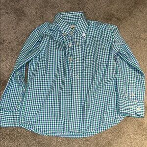 Wrangler Kids Blue and Green Plaid Button Down Shirt